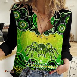 Personalised Australia Scorpio Tarantulas Spider Zodiac Women Casual Shirt Auz Astrology Aboriginal - Green