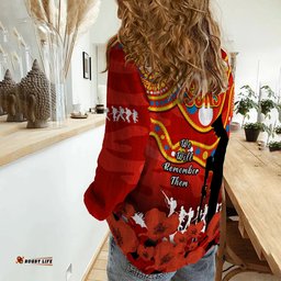 Gold Coast Football ANZAC 2023 Women Casual Shirt Suns Aboriginal Mix Poppy Camouflage