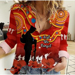 Gold Coast Football ANZAC 2023 Women Casual Shirt Suns Aboriginal Mix Poppy Camouflage