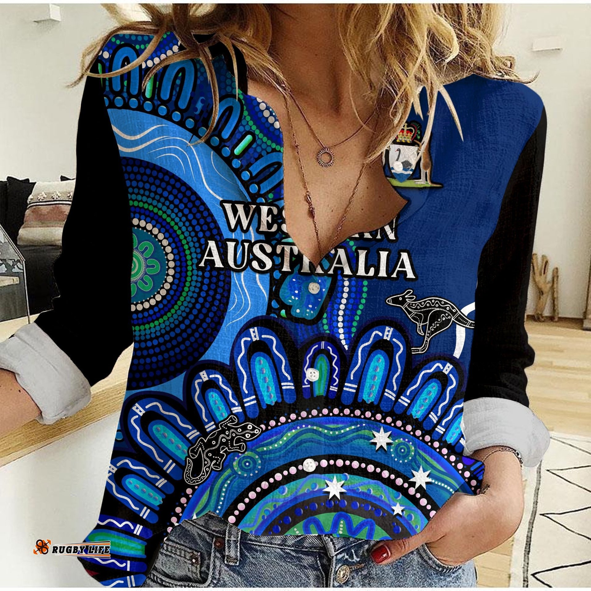Custom Personalised Western Australia State Women Casual Shirt WA Aussie Indigenous Art