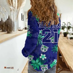 Custom Warriors Rugby Women Casual Shirt Beautiful Floral Pattern Spring Summer Vibe
