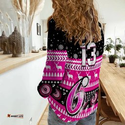Custom Text and Number Sydney Sixers Cricket Women Casual Shirt Christmas Aboriginal