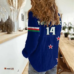 Personalised Warriors Rugby Women Casual Shirt New Zealand Sporty Blue Style