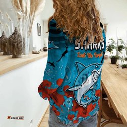 Sharks ANZAC 2023 Women Casual Shirt Camouflage Poppy Mix Aboriginal