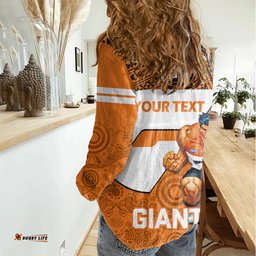 Personalised Giants Football Women Casual Shirt GWS Go Champions 2023 Polynesian Indigenous Art