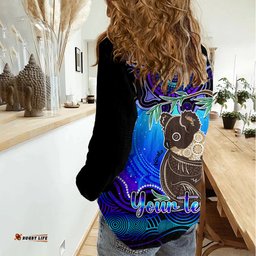 Personalised Australia Cancer Koala Zodiac Women Casual Shirt Auz Astrology Aboriginal - Blue