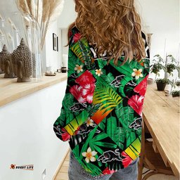 Custom Personalised Panthers Rugby Women Casual Shirt Fashion Tropical Jungle Flowers