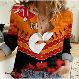 GWS Giants Football ANZAC Women Casual Shirt Lest We Forget