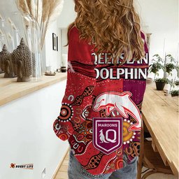 NRL Dolphins Combine Queensland Origin Women Casual Shirt Aboriginal 2023