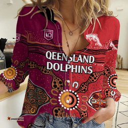 NRL Dolphins Combine Queensland Origin Women Casual Shirt Aboriginal 2023