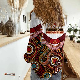 Australia Indigenous Rugby Women Casual Shirt All Stars Aussie Snake And Lizard