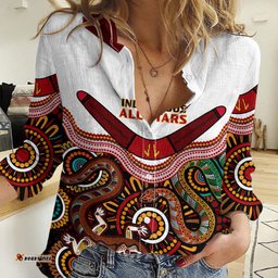 Australia Indigenous Rugby Women Casual Shirt All Stars Aussie Snake And Lizard
