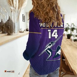 Custom Text And Number Storm Rugby 2023 Women Casual Shirt Purple Sporty Go Storm