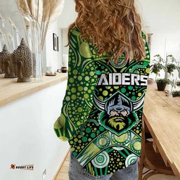 Raiders Rugby Women Casual Shirt Boomerang Indigenous Dots