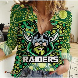 Raiders Rugby Women Casual Shirt Boomerang Indigenous Dots