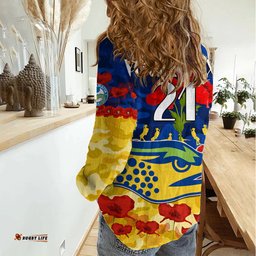 Custom Text And Number Eels Rugby ANZAC Women Casual Shirt Lest We Forget