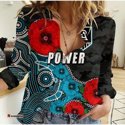 Custom Personalised Anzac Day AFL-Power Army Mix Aboriginal Women Casual Shirt