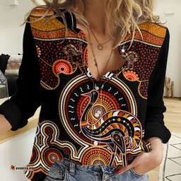Personalised Australian Astrology Women Casual Shirt Aboriginal Emu Zodiac Sign