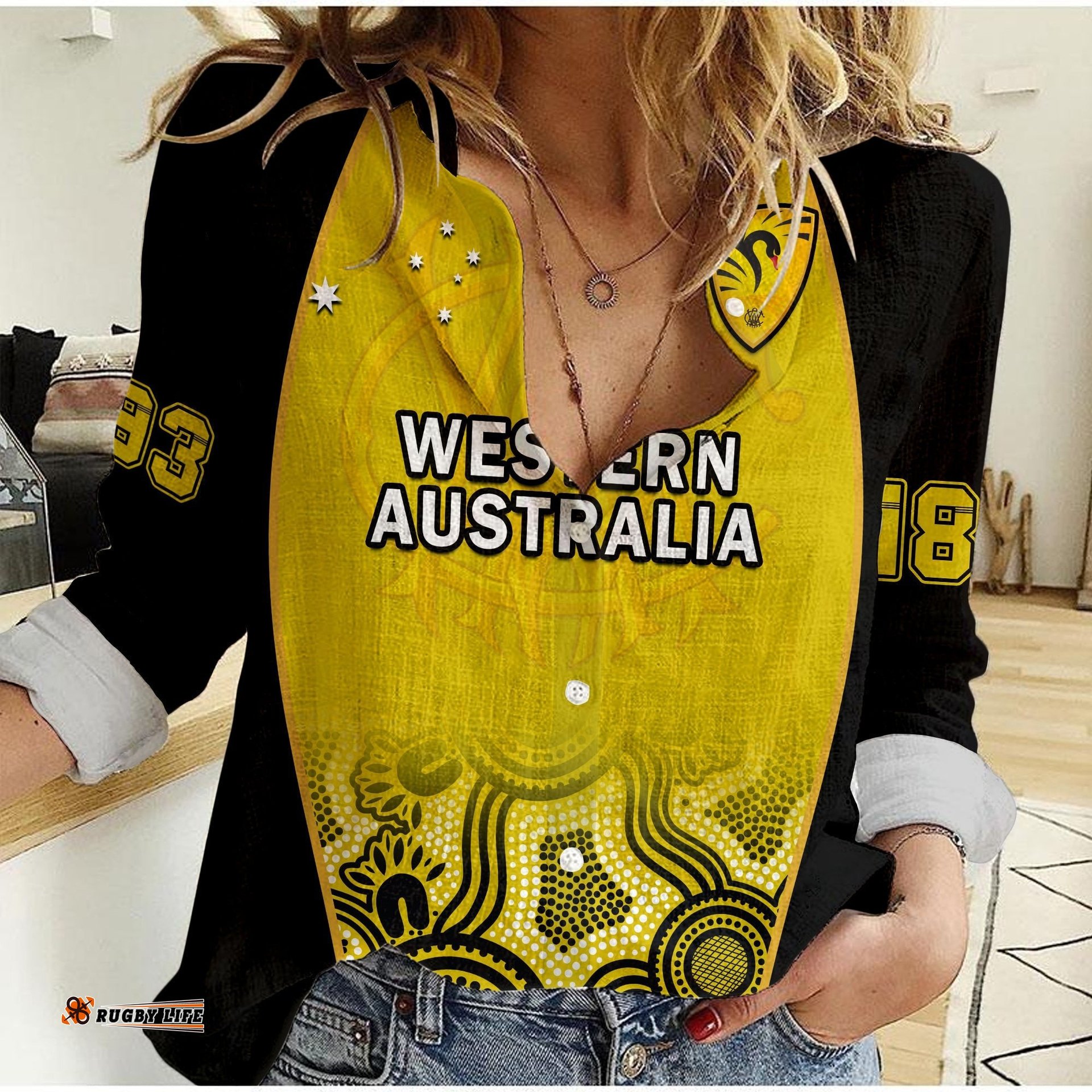 Custom Text And Number Western Australia Cricket 2023 Women Casual Shirt Warriors Sheffield Shield Indigenous