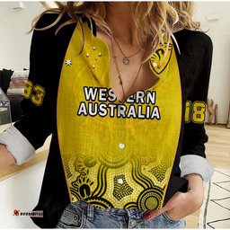 Custom Text And Number Western Australia Cricket 2023 Women Casual Shirt Warriors Sheffield Shield Indigenous