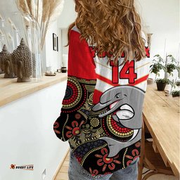 Custom Text And Number Dolphins Rugby Women Casual Shirt Indigenous Dynamic Version