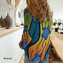Women Casual Shirt Aboriginal Turtle Ver.01