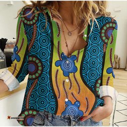Women Casual Shirt Aboriginal Turtle Ver.01