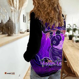 Personalised Australia Cancer Koala Zodiac Women Casual Shirt Auz Astrology Aboriginal - Purple