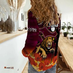 Brisbane Lions Football ANZAC 2023 Women Casual Shirt Aboriginal Mix Poppy Camouflage