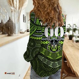 Custom Raiders Rugby Women Casual Shirt Polynesian and Aboriginal Special Version