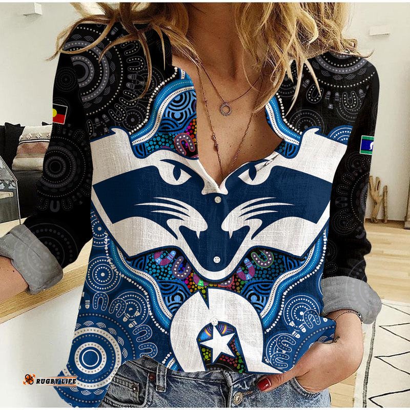 Custom Personalised Cats Football NAIDOC Week Women Casual Shirt Indigenous