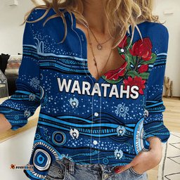 Custom Text And Number NSW Waratahs Rugby Women Casual Shirt Aboriginal Indigenous