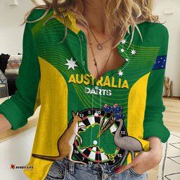 Australia Darts National Color Mix Kangaroo And Emu Women Casual Shirt