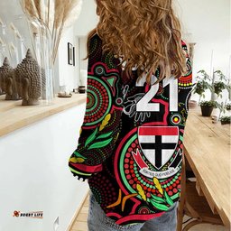 Custom St Kilda Football Aboriginal Art Women Casual Shirt NAIDOC Indigenous Tribal