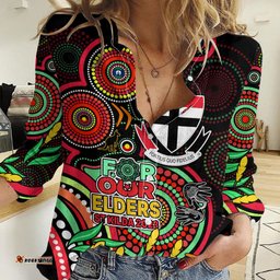 Custom St Kilda Football Aboriginal Art Women Casual Shirt NAIDOC Indigenous Tribal