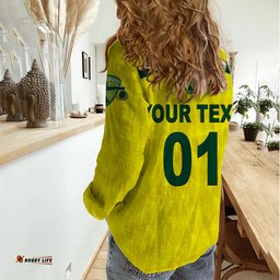 Custom Personalised Australia Cricket Women Casual Shirt Aussie Unique - Yellow