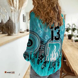 Custom Text and Number Brisbane Heat Women Casual Shirt Aboriginal Dot Fire Australia Cricket
