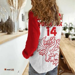 Custom Text And Number Dragons Rugby Women Casual Shirt Simple St George Illawarra