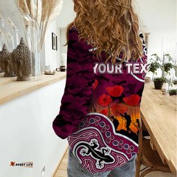 Custom Personalised Anzac Day NRL - Sea Eagles Women Casual Shirt Aboriginal Lizard Patterns