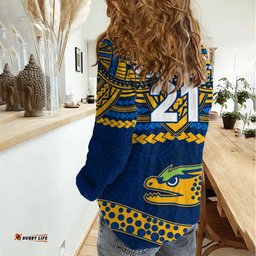 Custom Eels Rugby Women Casual Shirt Polynesian and Aboriginal Vibe