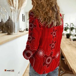 Women Casual Shirt Aussie Aboriginal Sea Turtle Ver.04