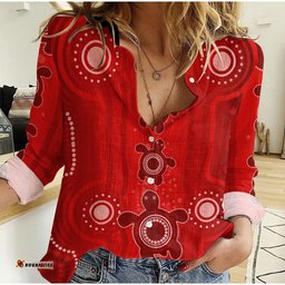 Women Casual Shirt Aussie Aboriginal Sea Turtle Ver.04