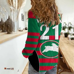 Custom Text And Number NRL Rabbitohs Rugby Women Casual Shirt Simple Style 2023