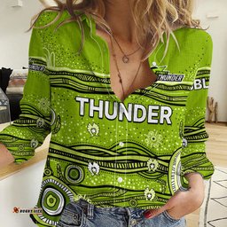 Custom Text And Number Australia Thunder Cricket Women Casual Shirt Indigenous 2023