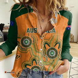 Australia Rugby Women Casual Shirt Wallabies 2023 Indigenous Art