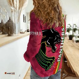 Panthers Rugby ANZAC Women Casual Shirt Aboriginal Mix Poppy Camouflage Pink