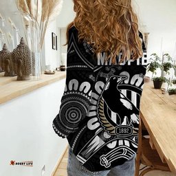 Magpies Football Women Casual Shirt Boomerang Indigenous Dots