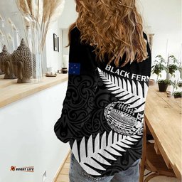 Aotearoa Rugby Women Casual Shirt Go Black Fern Pacific NZ Maori 2023
