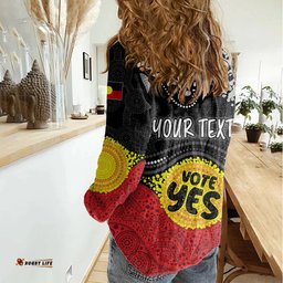 Personalised Australia Indigenous Women Casual Shirt Walk For Yes 2023 Aboriginal Flag Style