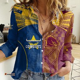 NRL Cowboys and Broncos Women Casual Shirt Sporty Style